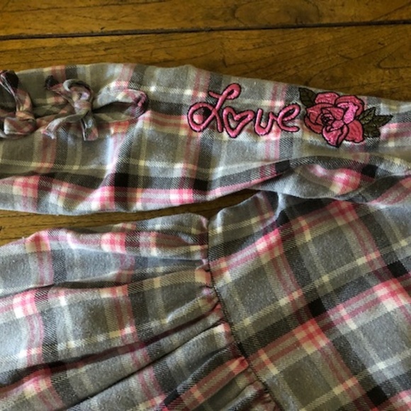 Girl's Youngland Gray & Pink Plaid Dress 5 - Picture 2 of 14